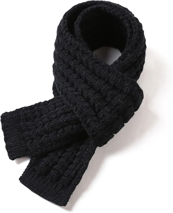 Kids Knitted Scarf Winter Fashion Solid Color Soild Black for Girls Boys