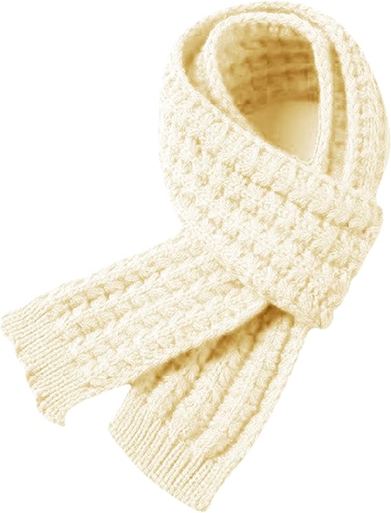 Kids Knitted Scarf Winter Fashion Solid Color White for Girls Boys