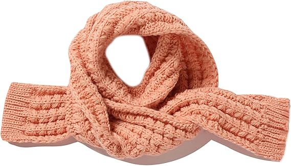 Kids Knitted Scarf Winter Fashion Solid Color Pink for Girls Boys