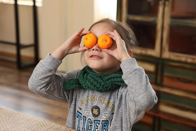 Kids Knitted Scarf Winter Fashion Solid Color Green for Girls Boys
