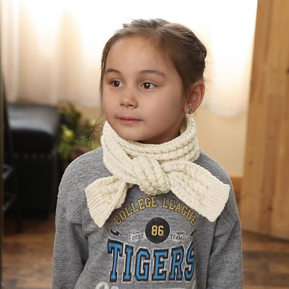 Kids Knitted Scarf Winter Fashion Solid Color White for Girls Boys