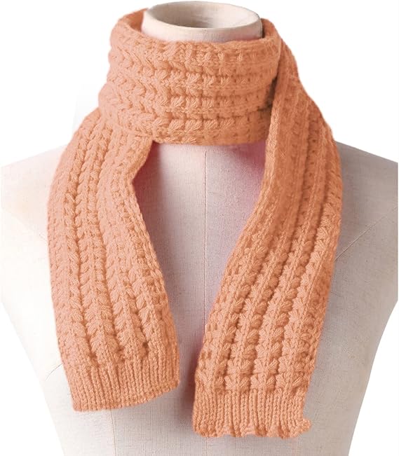 Kids Knitted Scarf Winter Fashion Solid Color Pink for Girls Boys