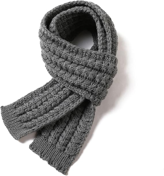 Kids Knitted Scarf Winter Fashion Solid Color Grey for Girls Boys