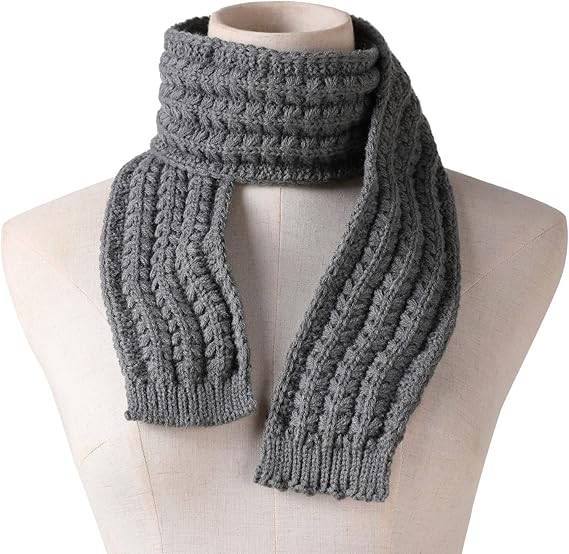 Kids Knitted Scarf Winter Fashion Solid Color Grey for Girls Boys