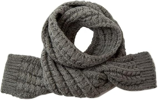 Kids Knitted Scarf Winter Fashion Solid Color Grey for Girls Boys