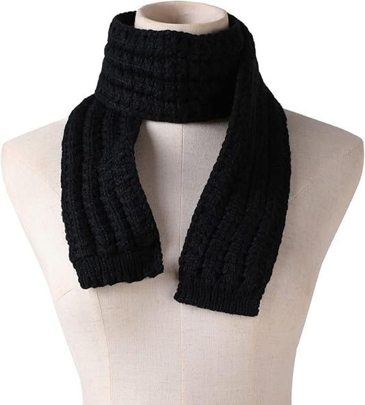 Kids Knitted Scarf Winter Fashion Solid Color Soild Black for Girls Boys