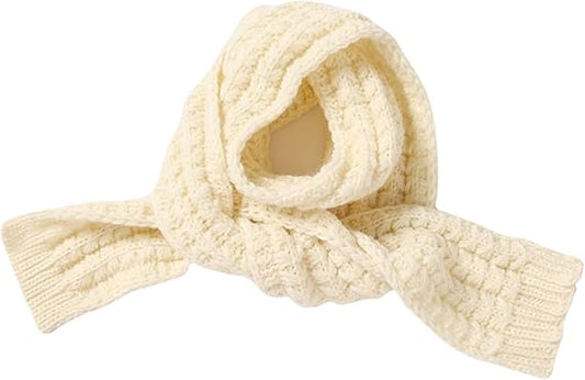 Kids Knitted Scarf Winter Fashion Solid Color White for Girls Boys