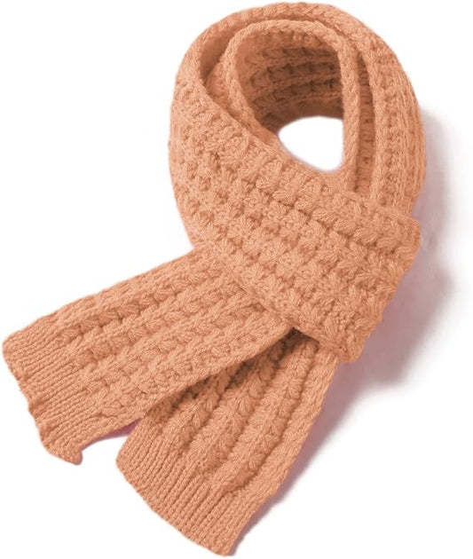 Kids Knitted Scarf Winter Fashion Solid Color Pink for Girls Boys